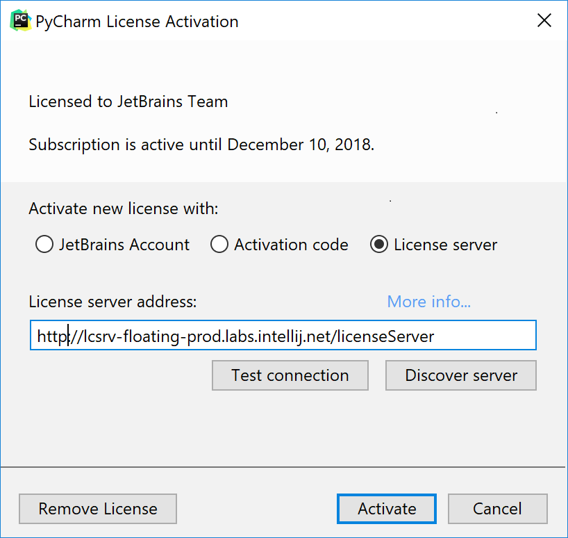 phpstorm 2018.3.4 license server